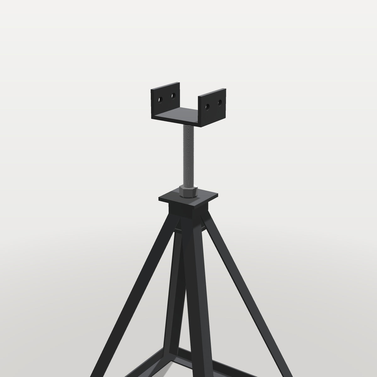 U-shaped leveling plate on 3/4" threaded rod, close-up